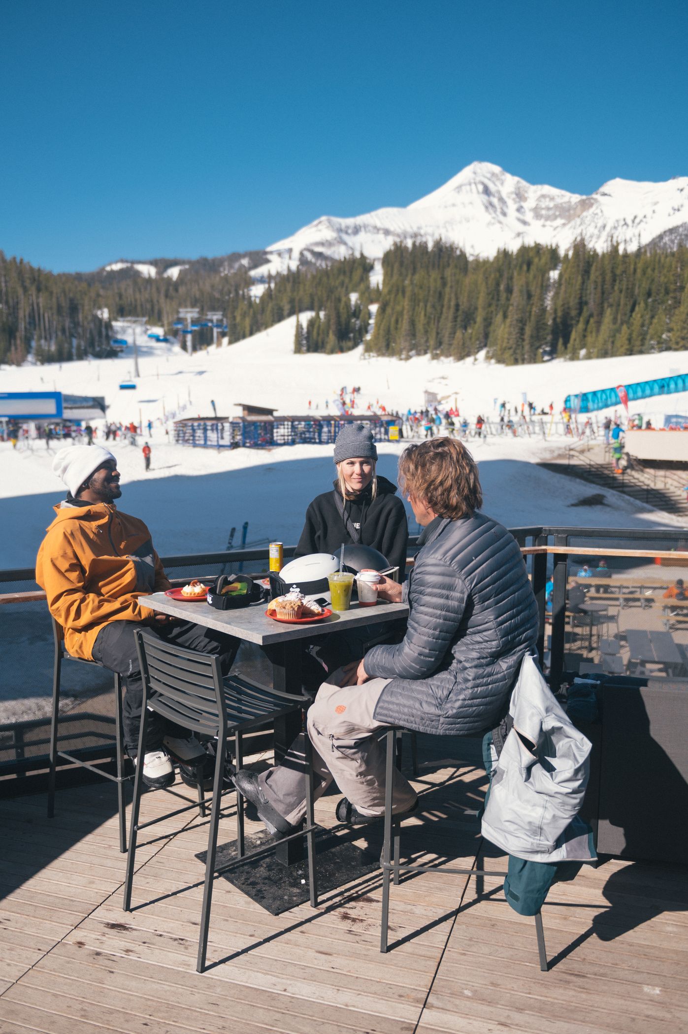 Group of people on the Vista Deck in winter