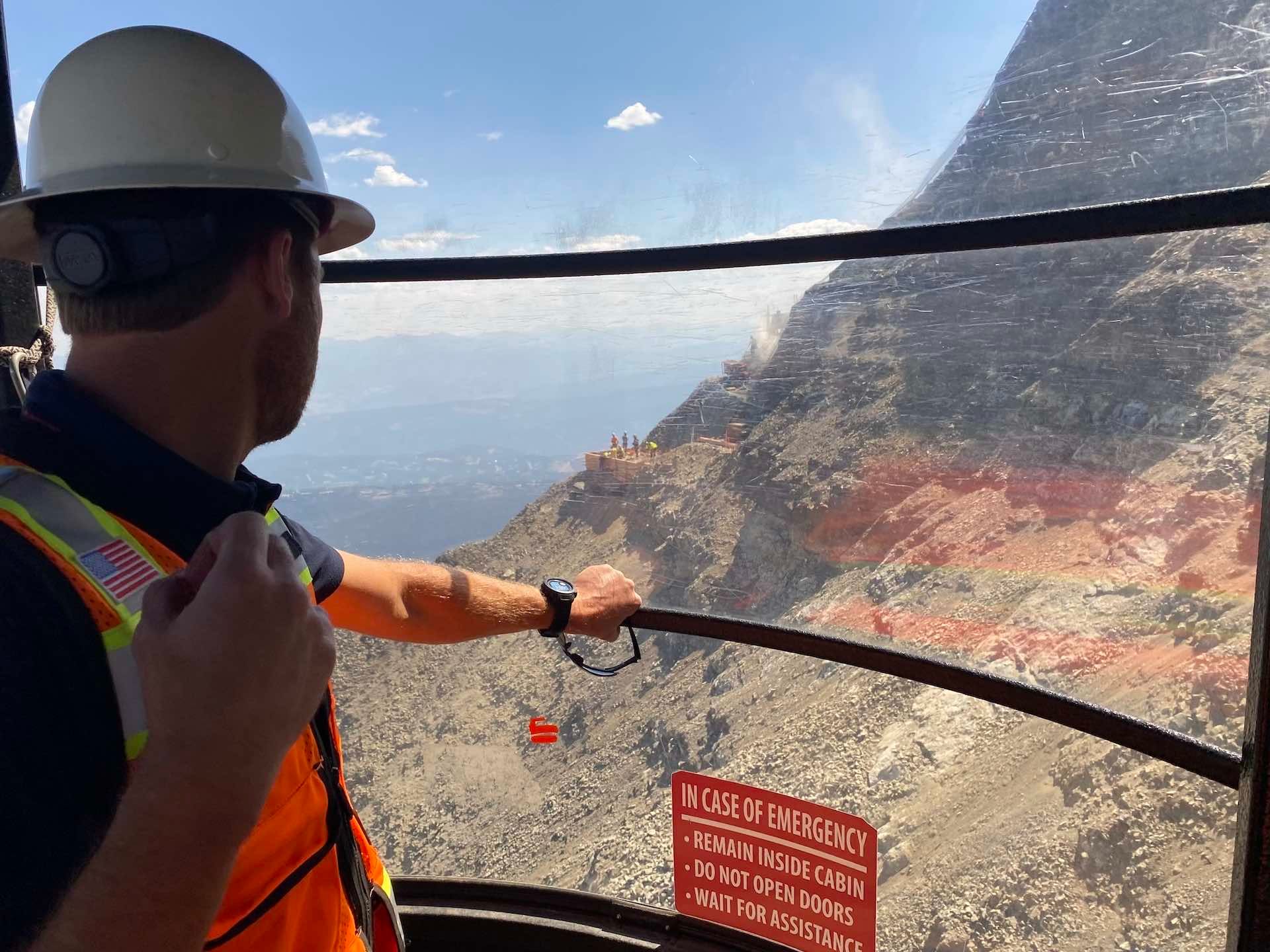 Chad looks at the contraction of the new tram tower from the old tram