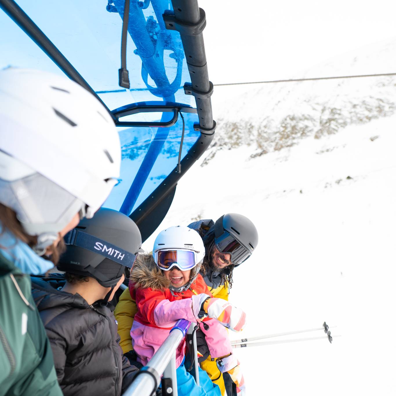 Family on a chairlift