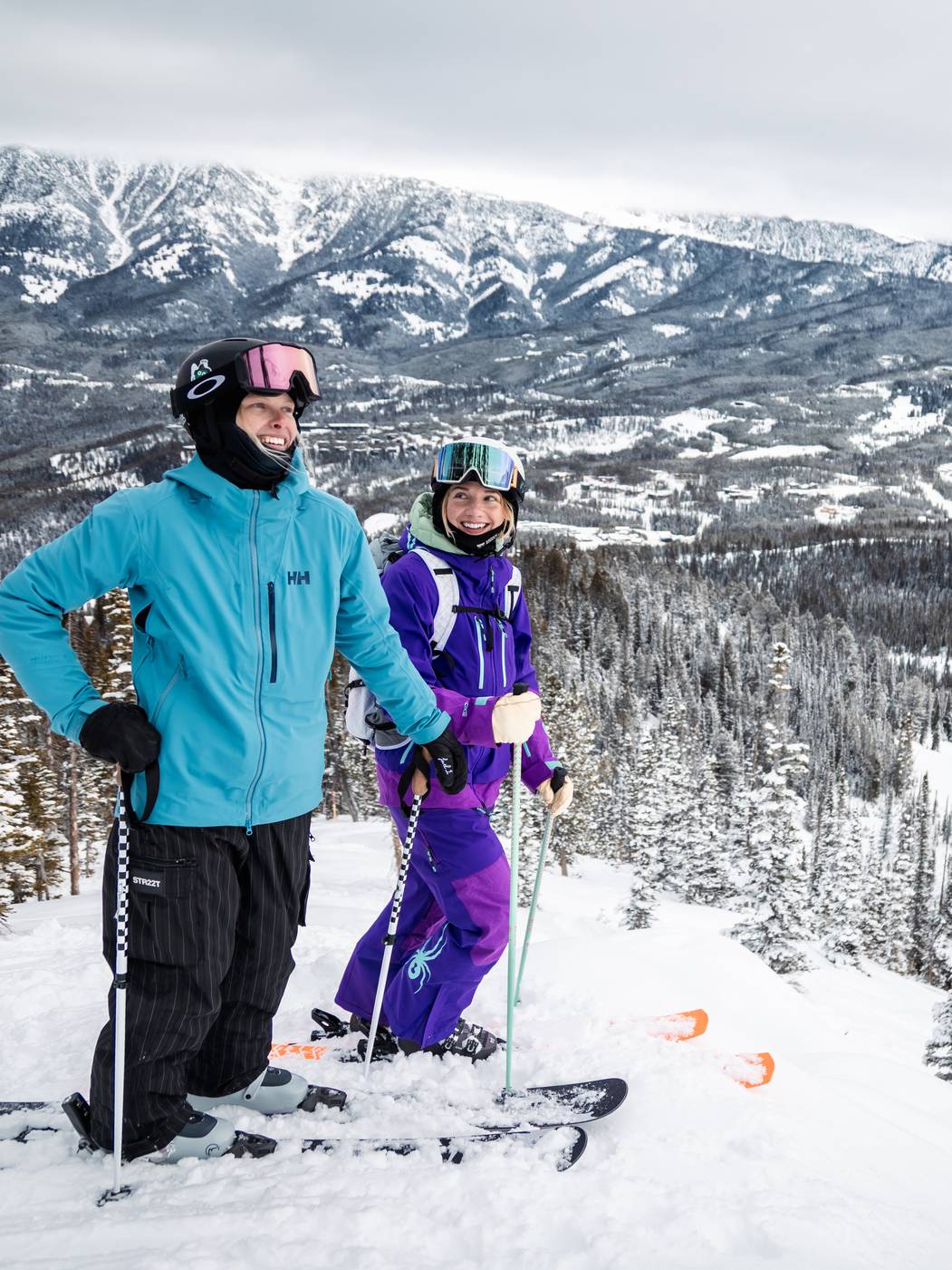 Two skiers in a snowy field