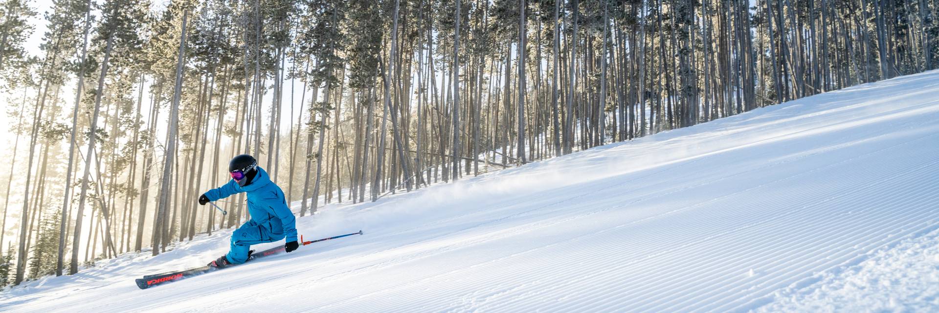Skier on a groomed run