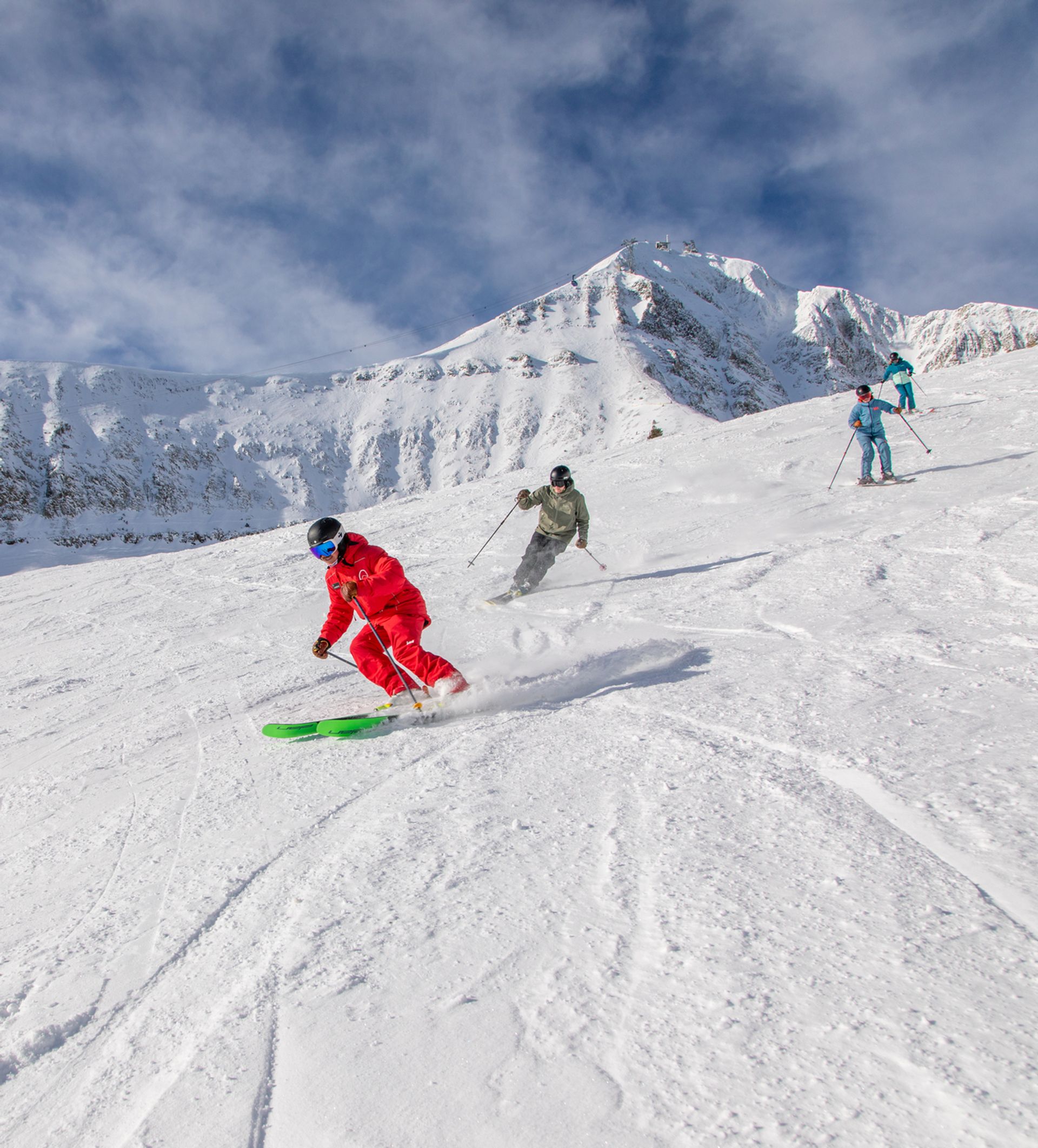 Skiers in a group lesson