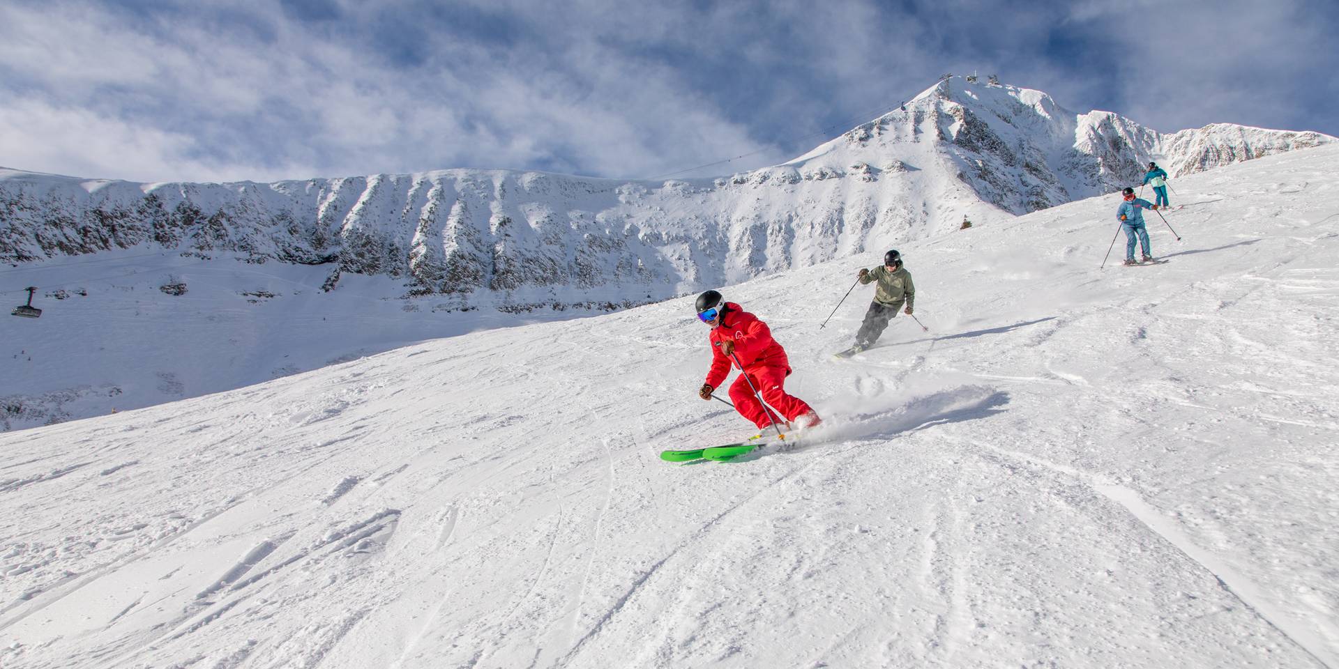 Skiers in a group lesson