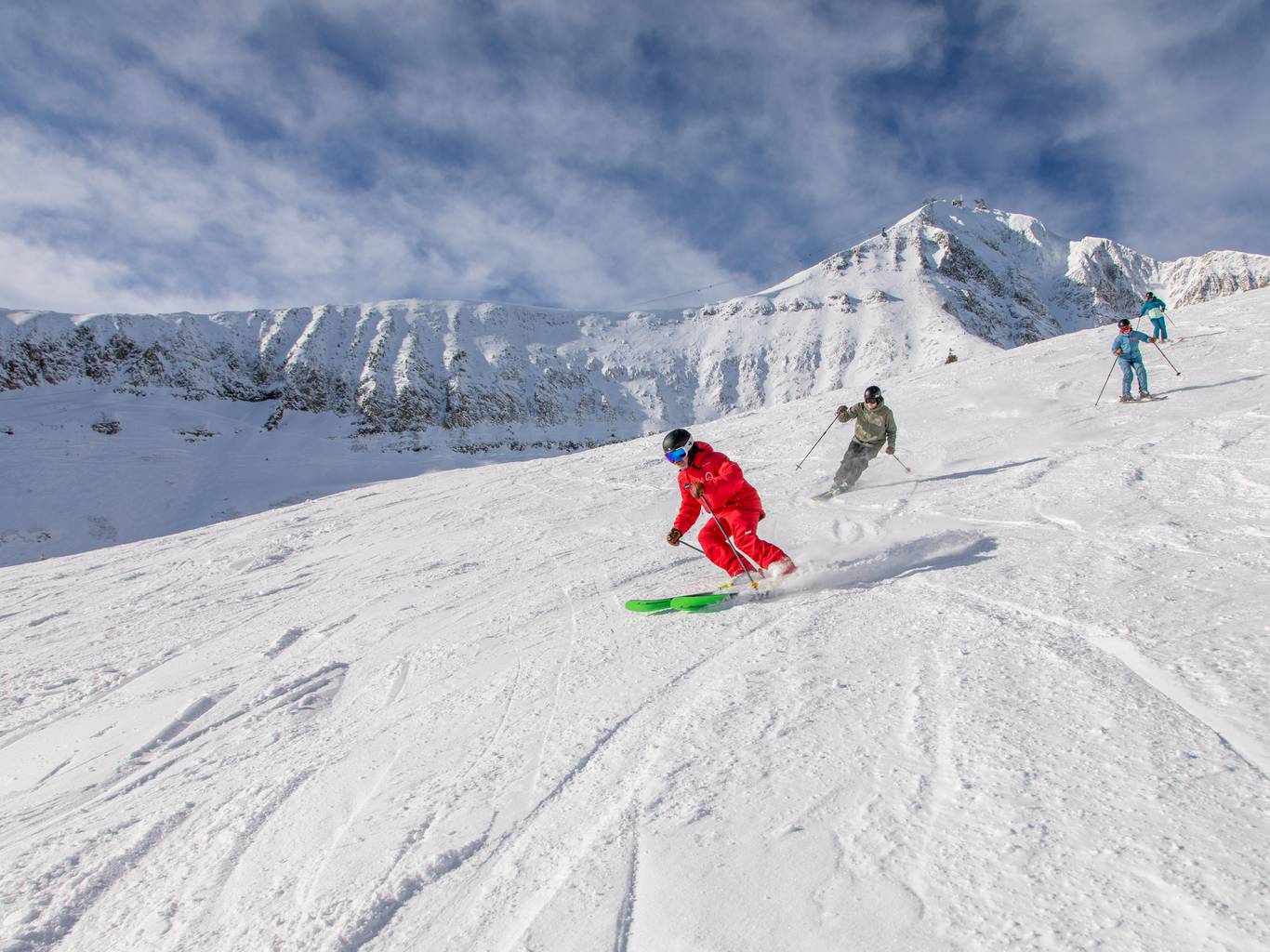 Skiers in a lesson at Big Sky Resort