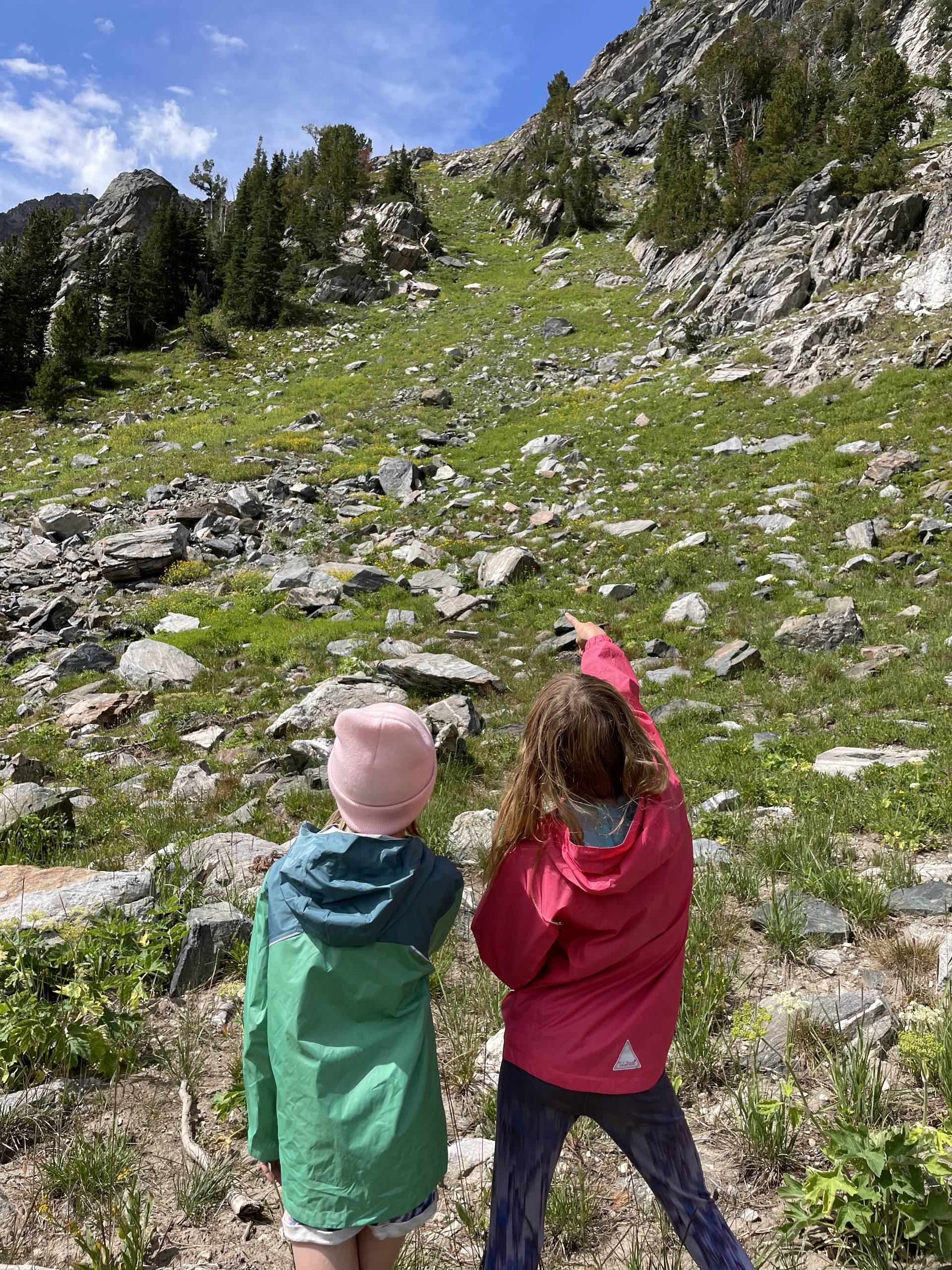 Two girls hiking