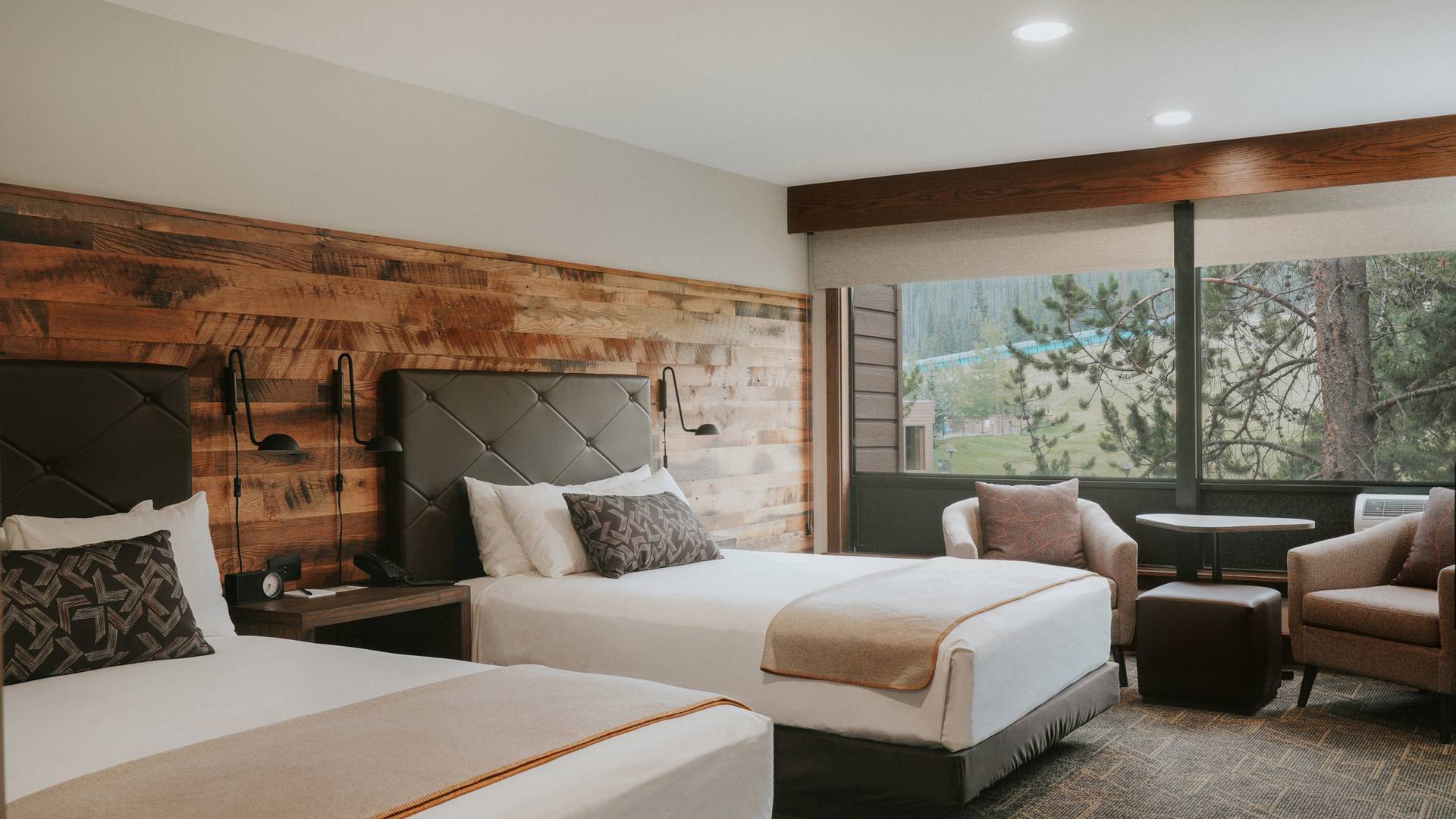 Two Queen hotel room at the Huntley Lodge in Big Sky Montana