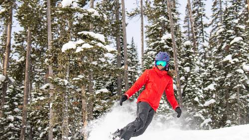 Girl snowboarding