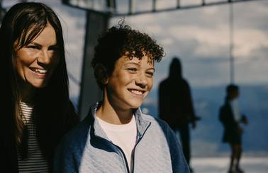Woman and her son looking out of Kirliff