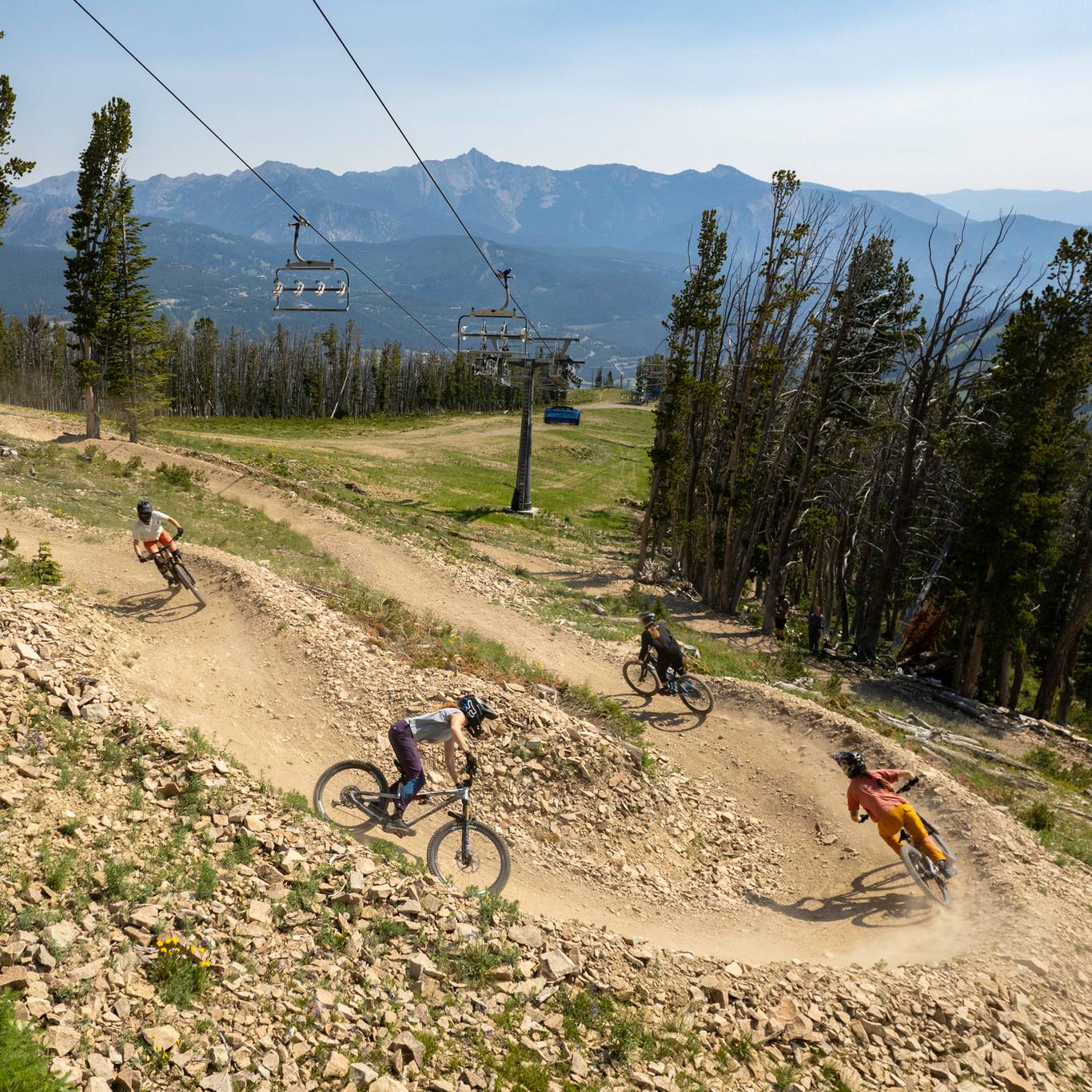 Mountain bikers at Big Sky Resort