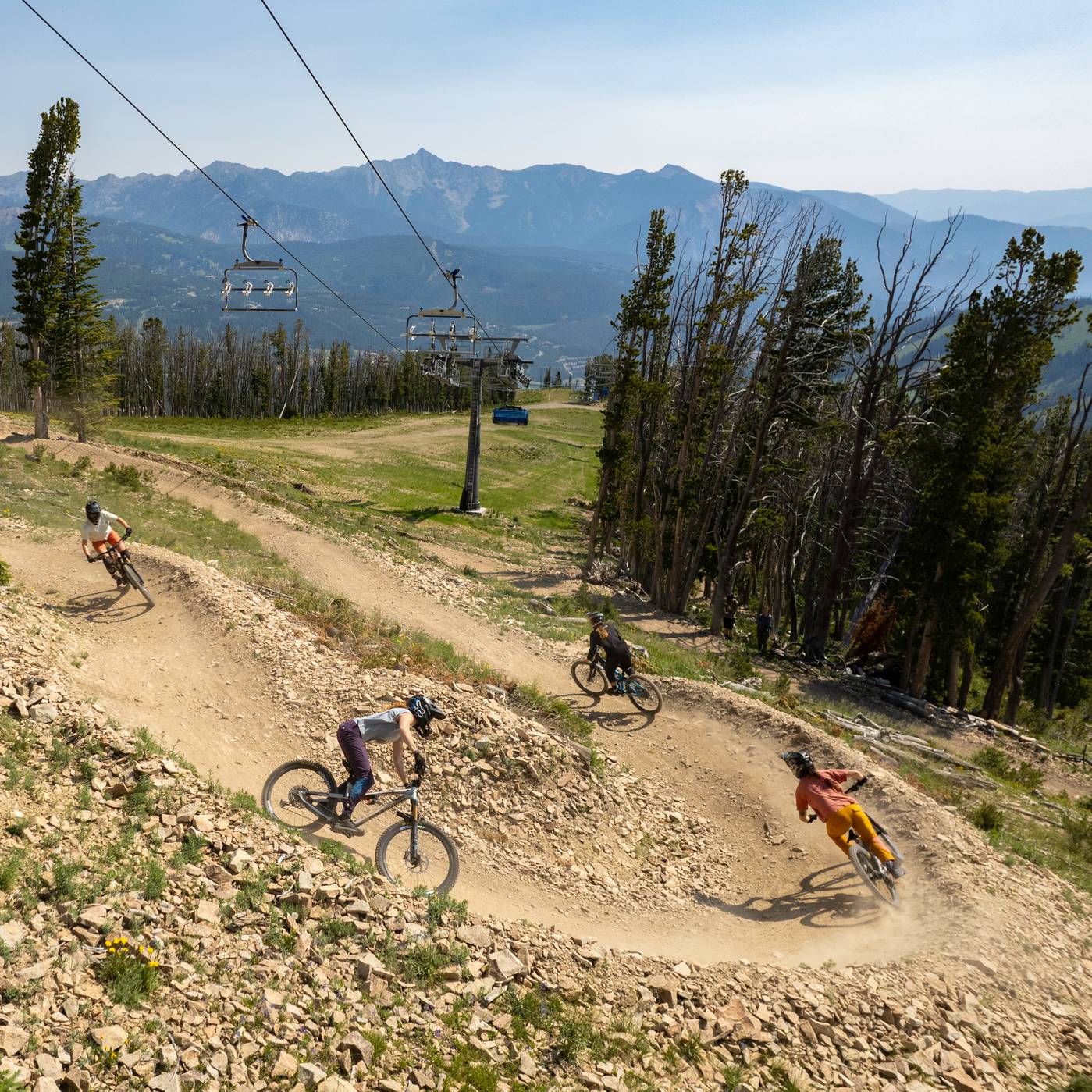Mountain bikers at Big Sky Resort