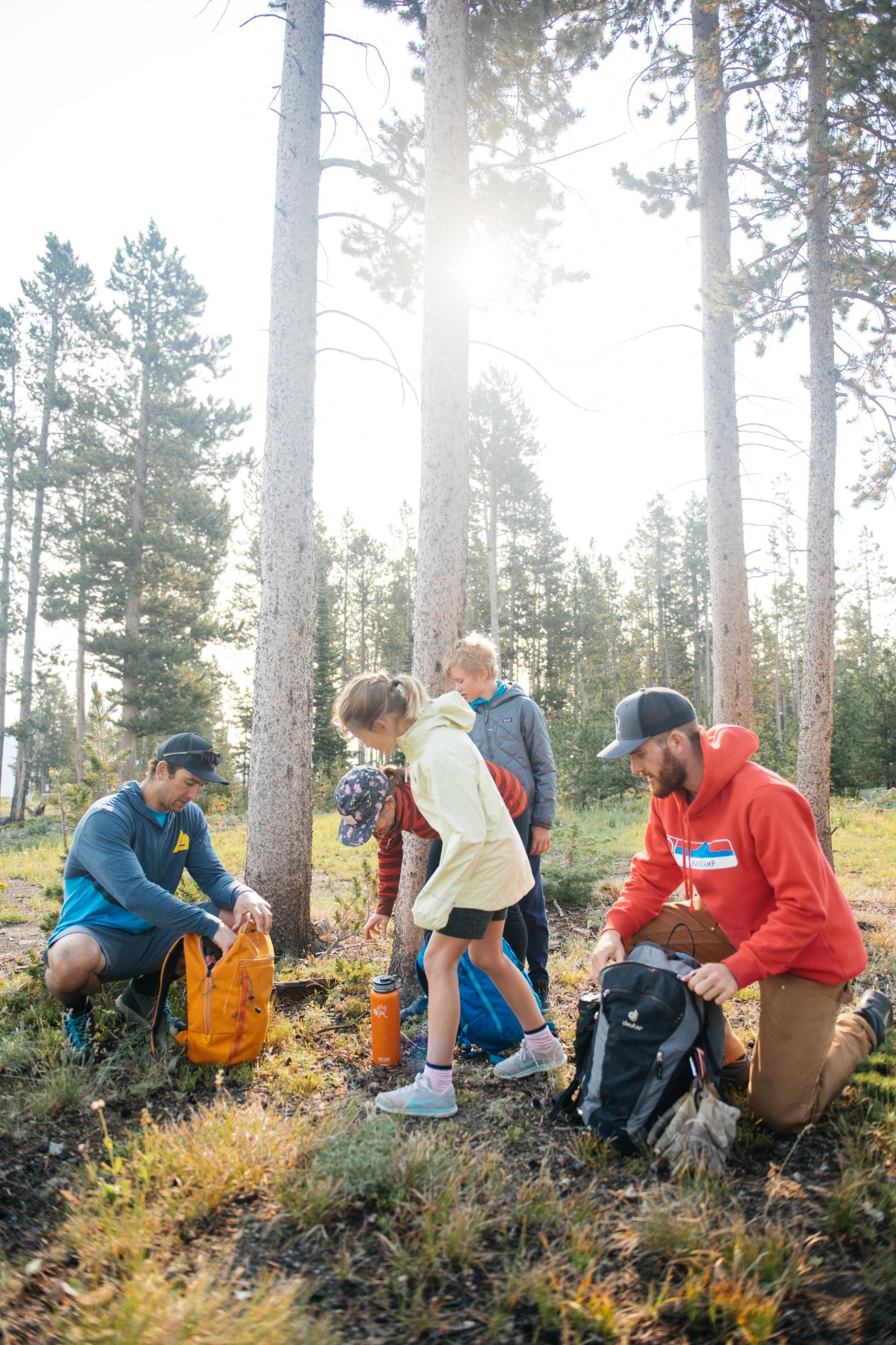 Family on a hike at Big Sky Resort