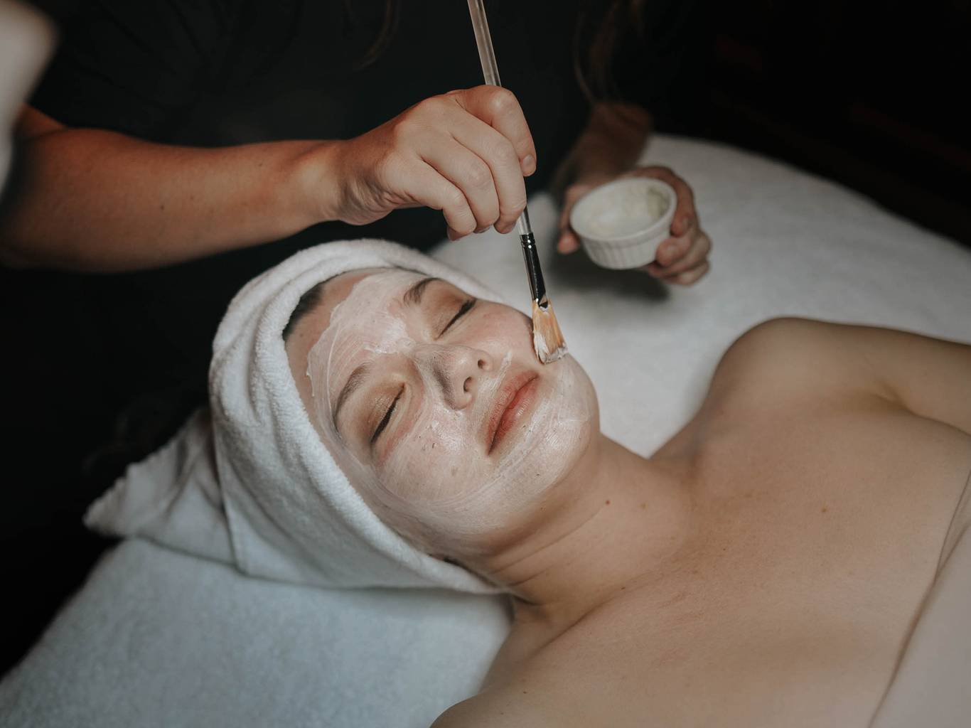 Woman getting a facial