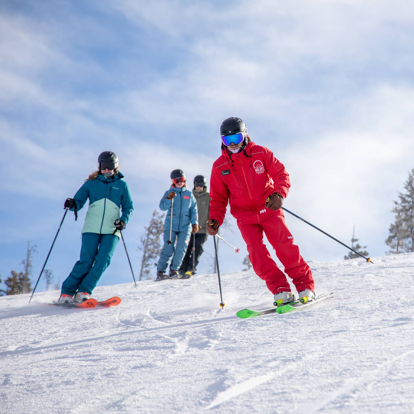 Skiers in a group lesson