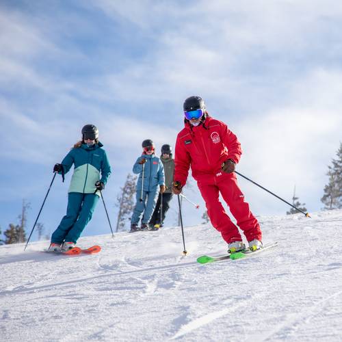 Skiers in a group lesson