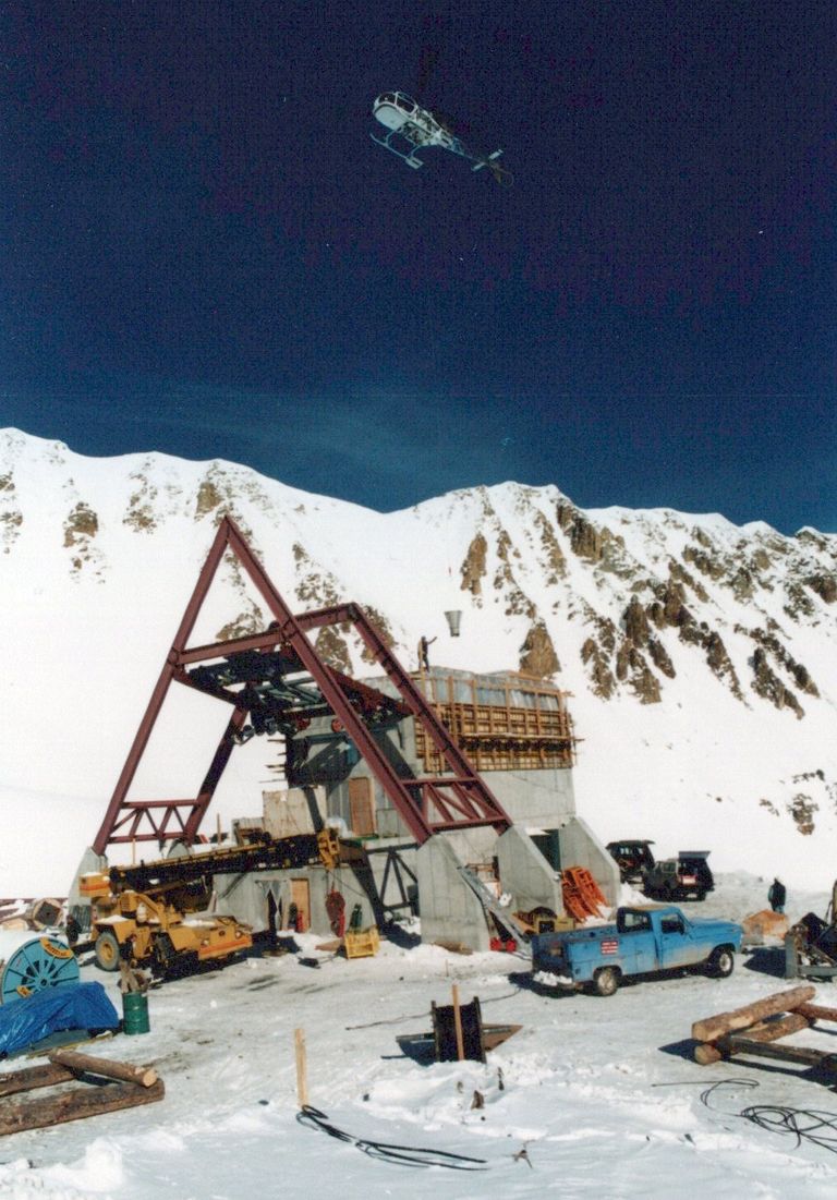 Construction of the original Lone Peak Tram, September 1995