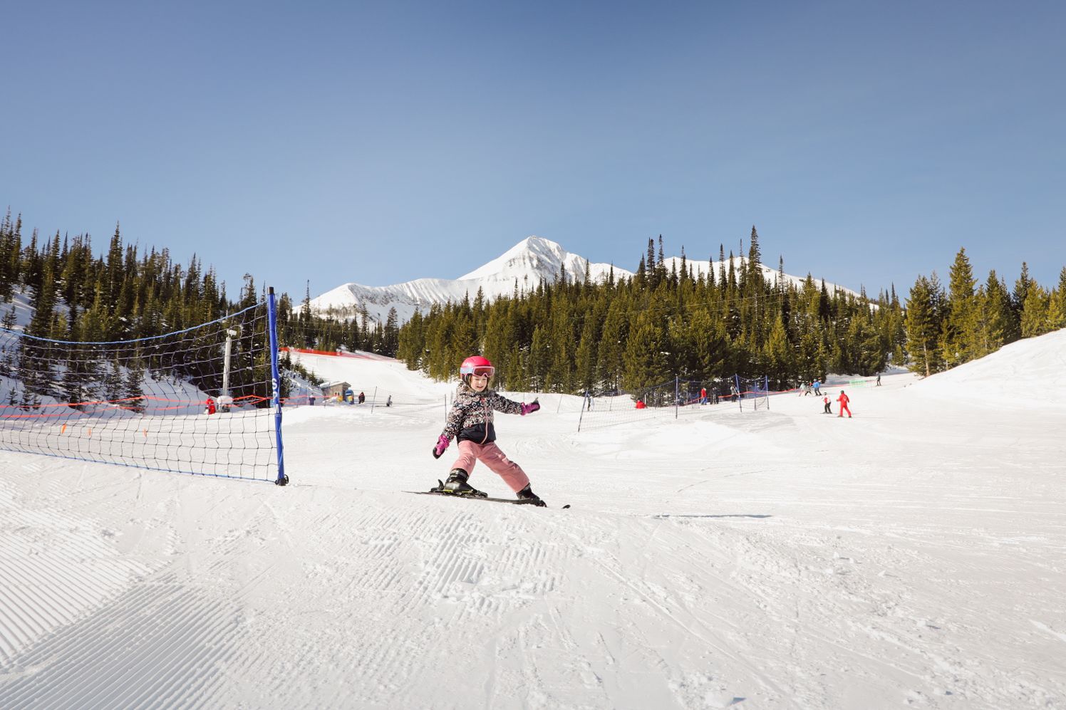 Young girl skiing