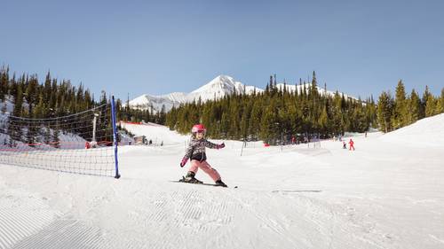 Young girl skiing