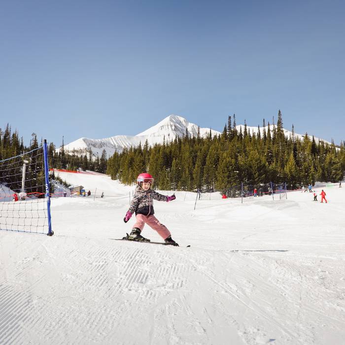 Young girl skiing