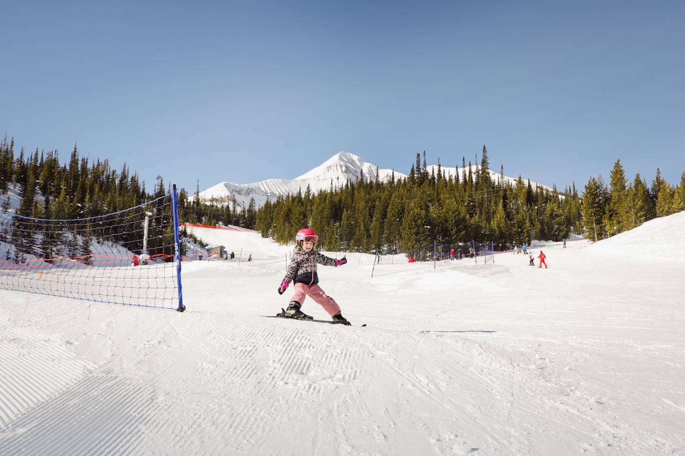 Young girl skiing