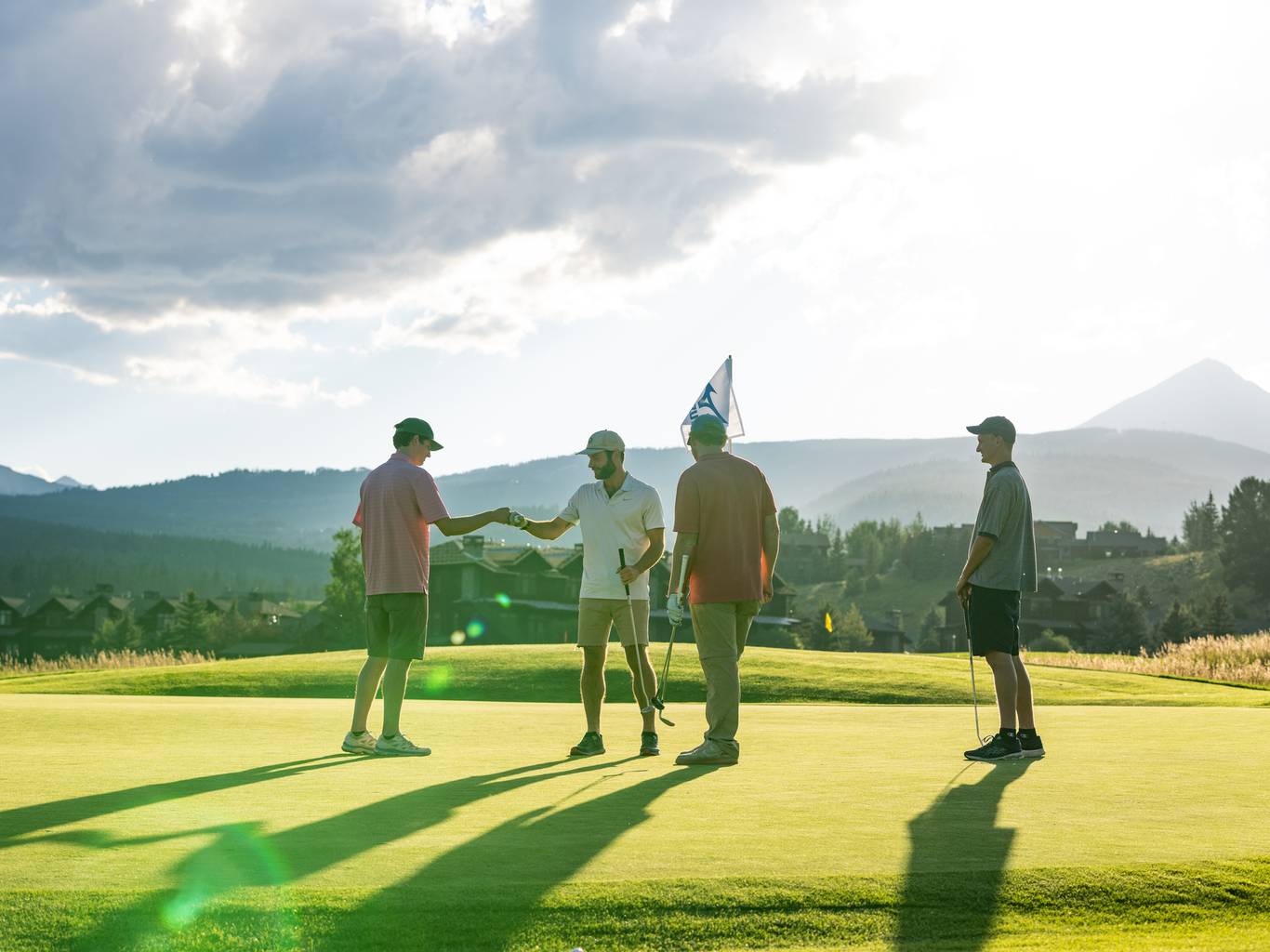 Group of golfers on a green