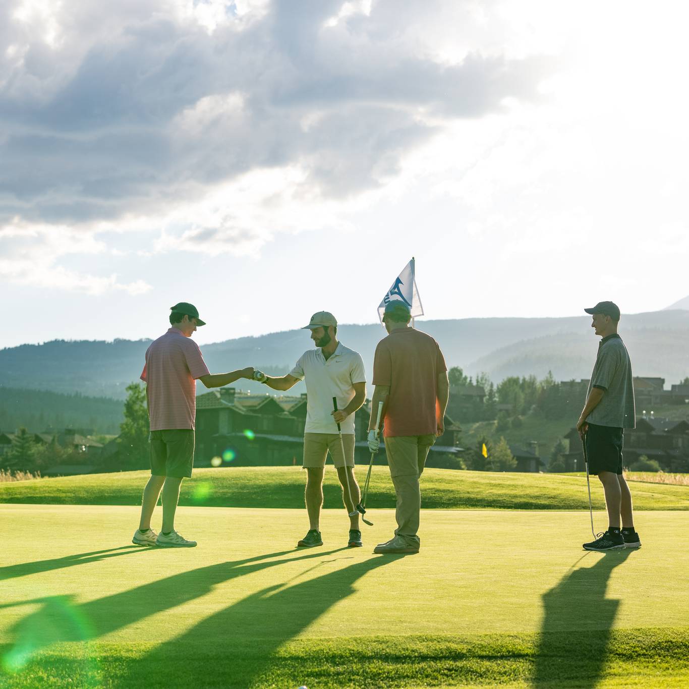 Group of golfers on a green