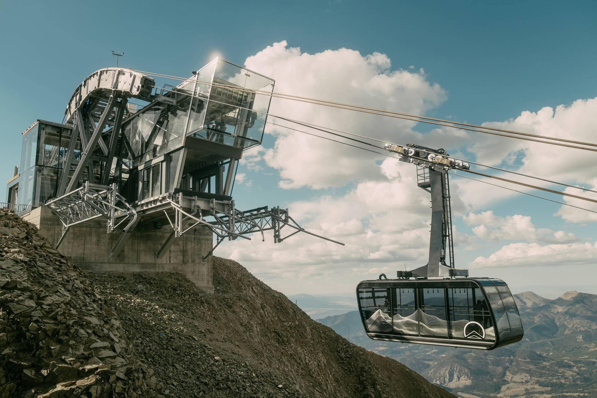 Lone Peak Tram arriving at Kircliff in the summer
