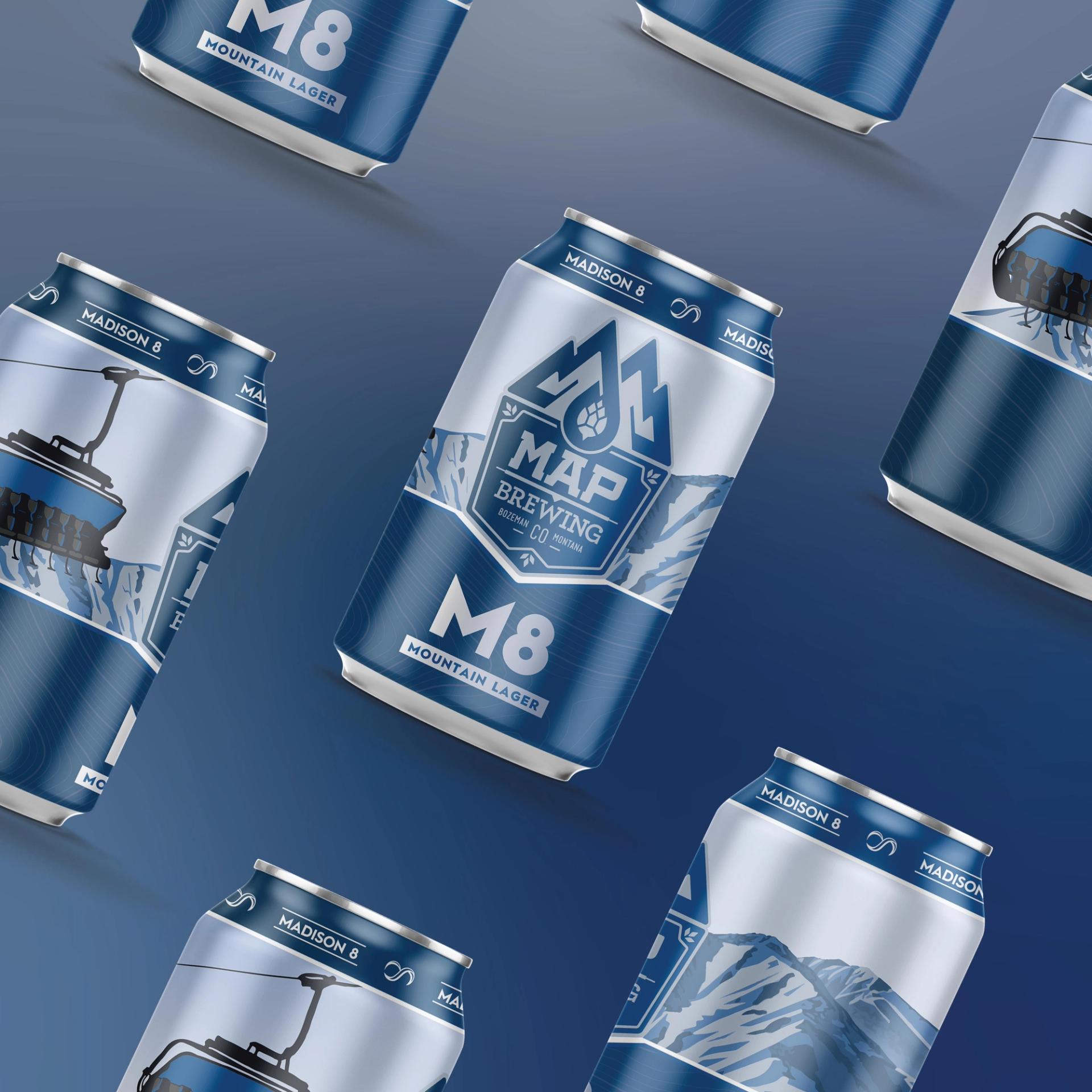 Beer can art for the Big Sky Resort x MAP Brewing M8 Lager