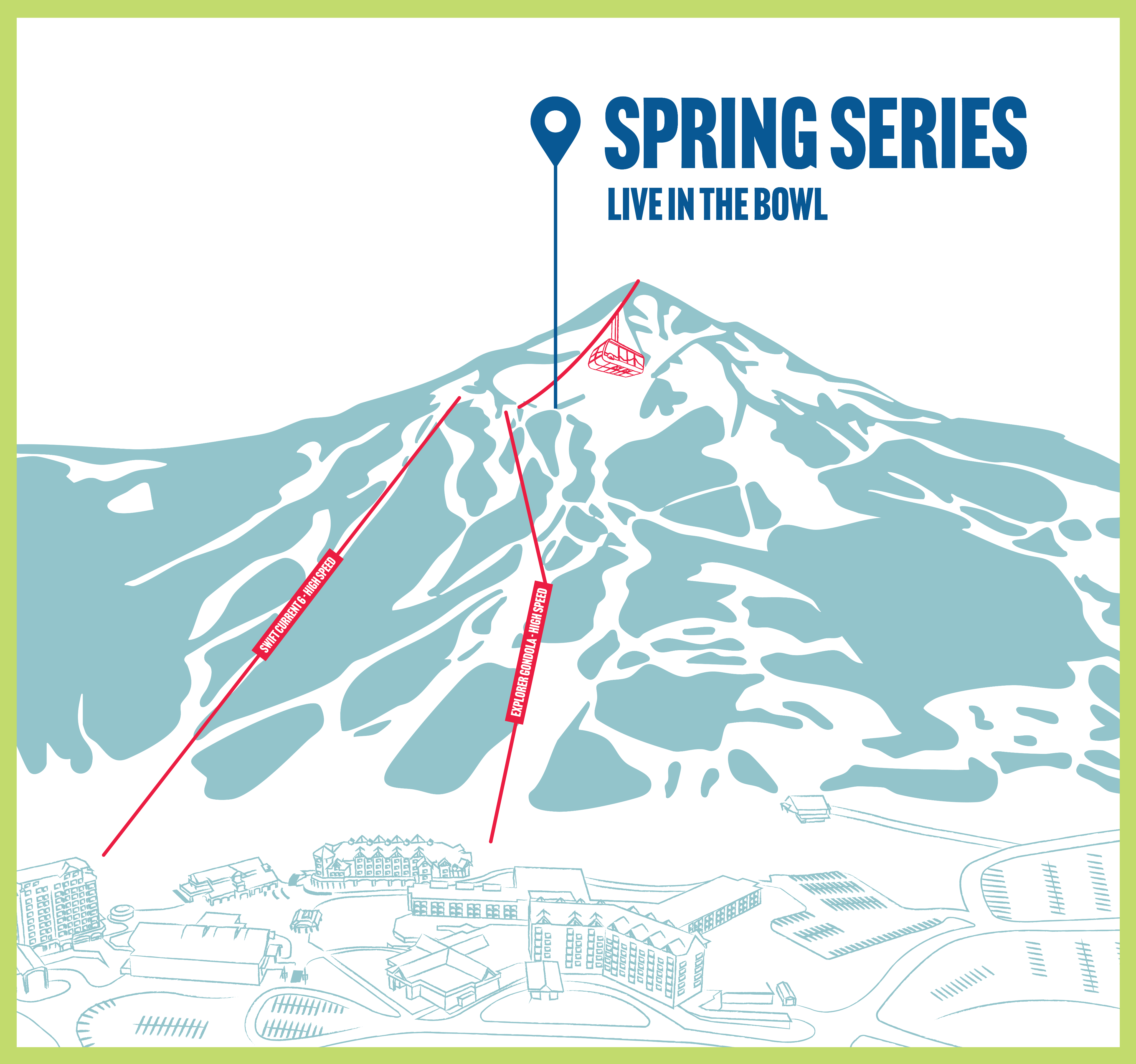 Map showing Spring Series locations across Big Sky Resort