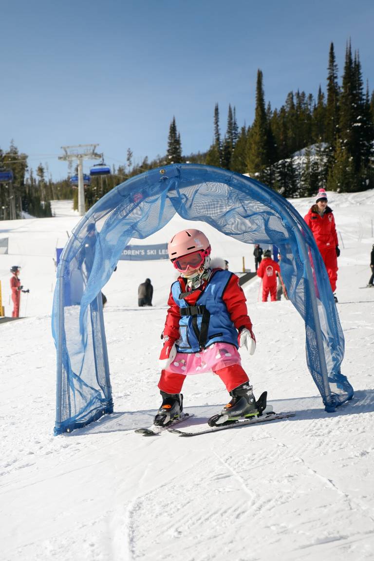 Young girl skiing