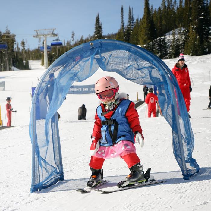 Young girl skiing