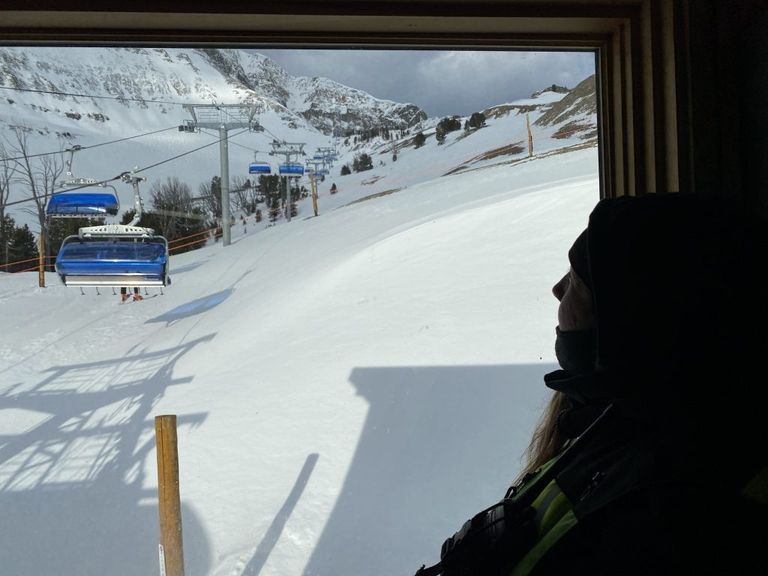 Bessler looking up at Powder Seeker lift from inside the lower station