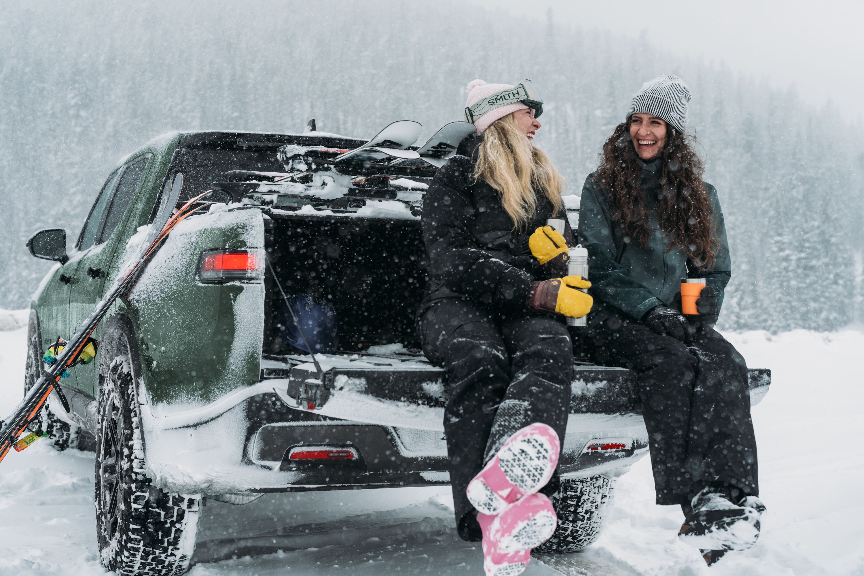 Rivian truck in snow