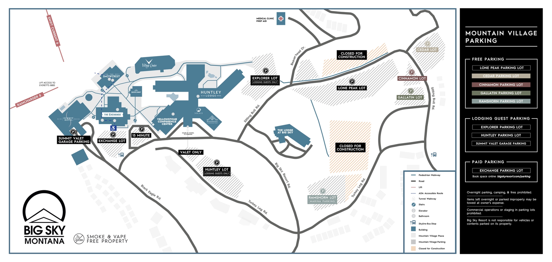 Big Sky Resort Summer Mountain Village Parking Map