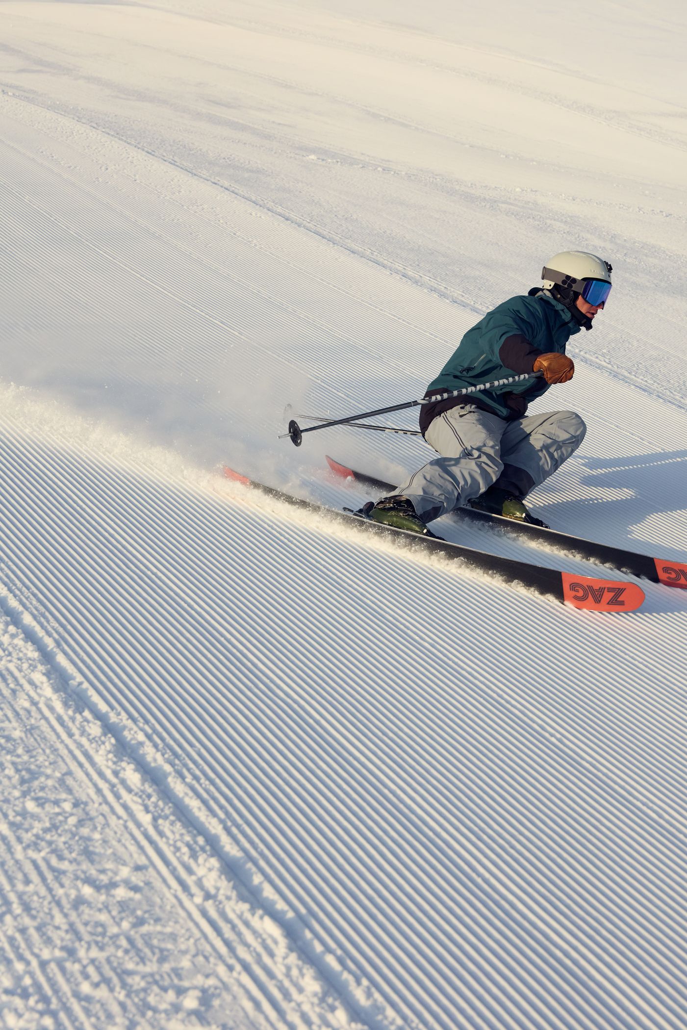Skier on a groomed run