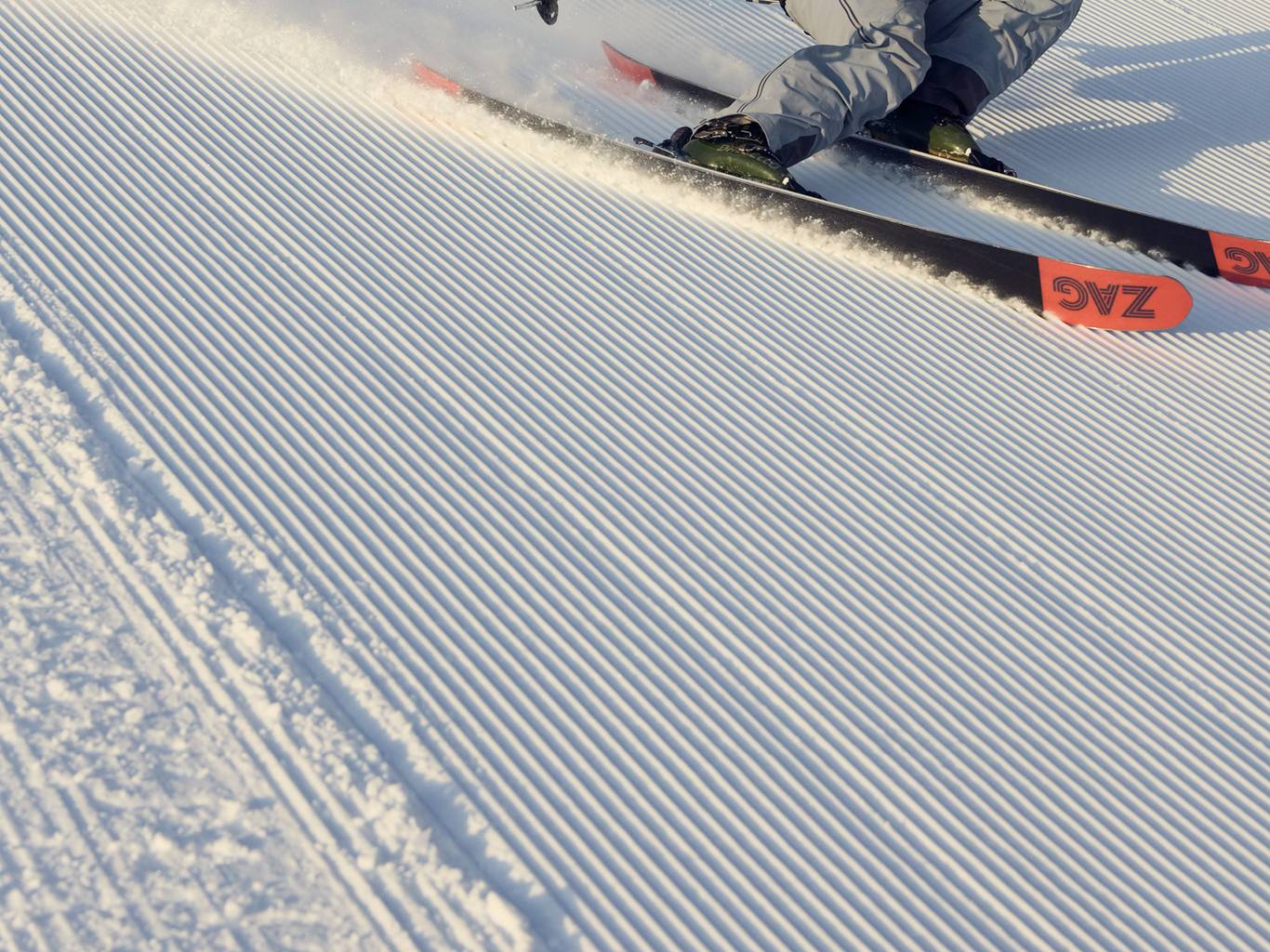 Skier on a groomed run