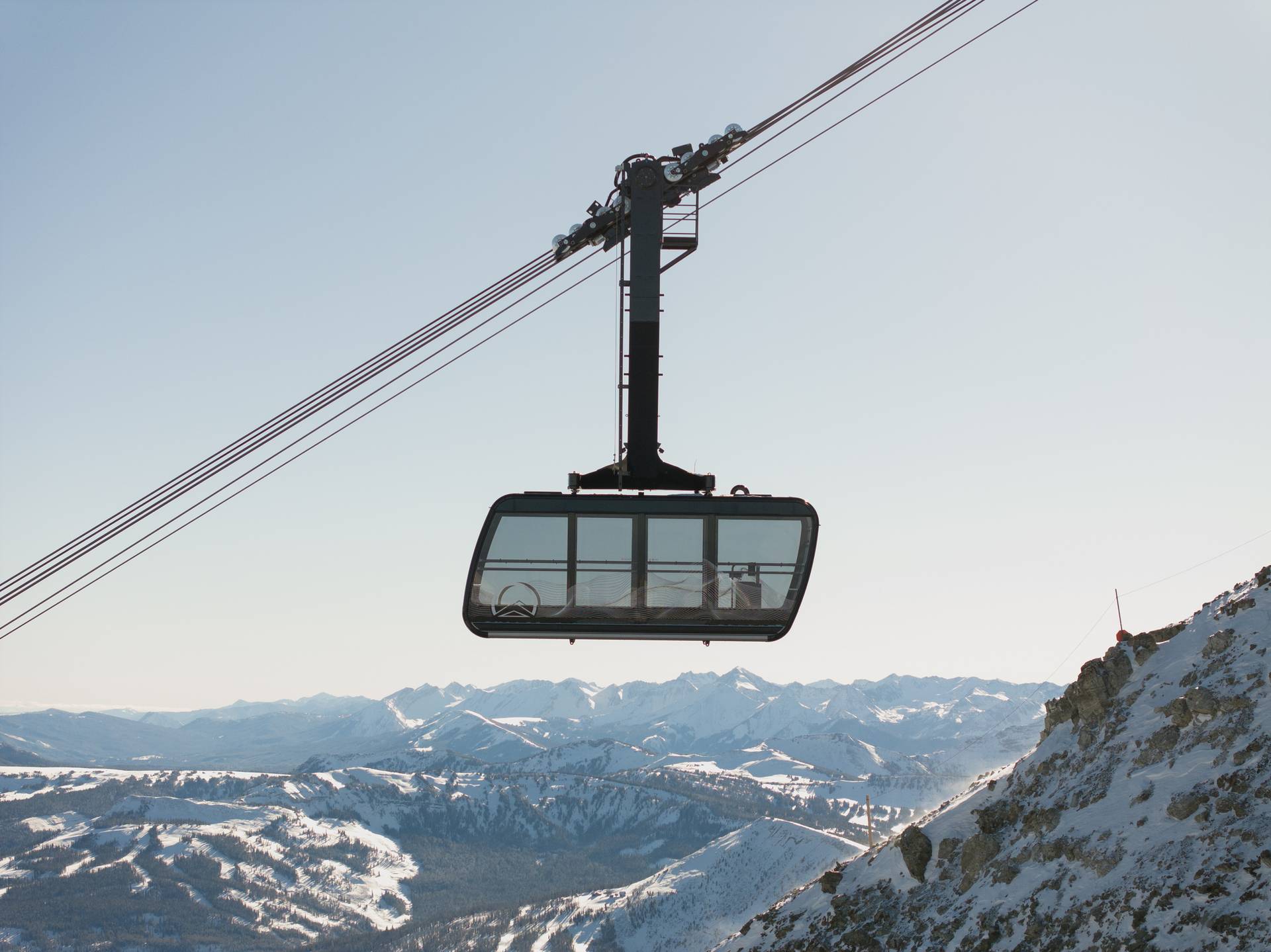 The lone peak tram ascends