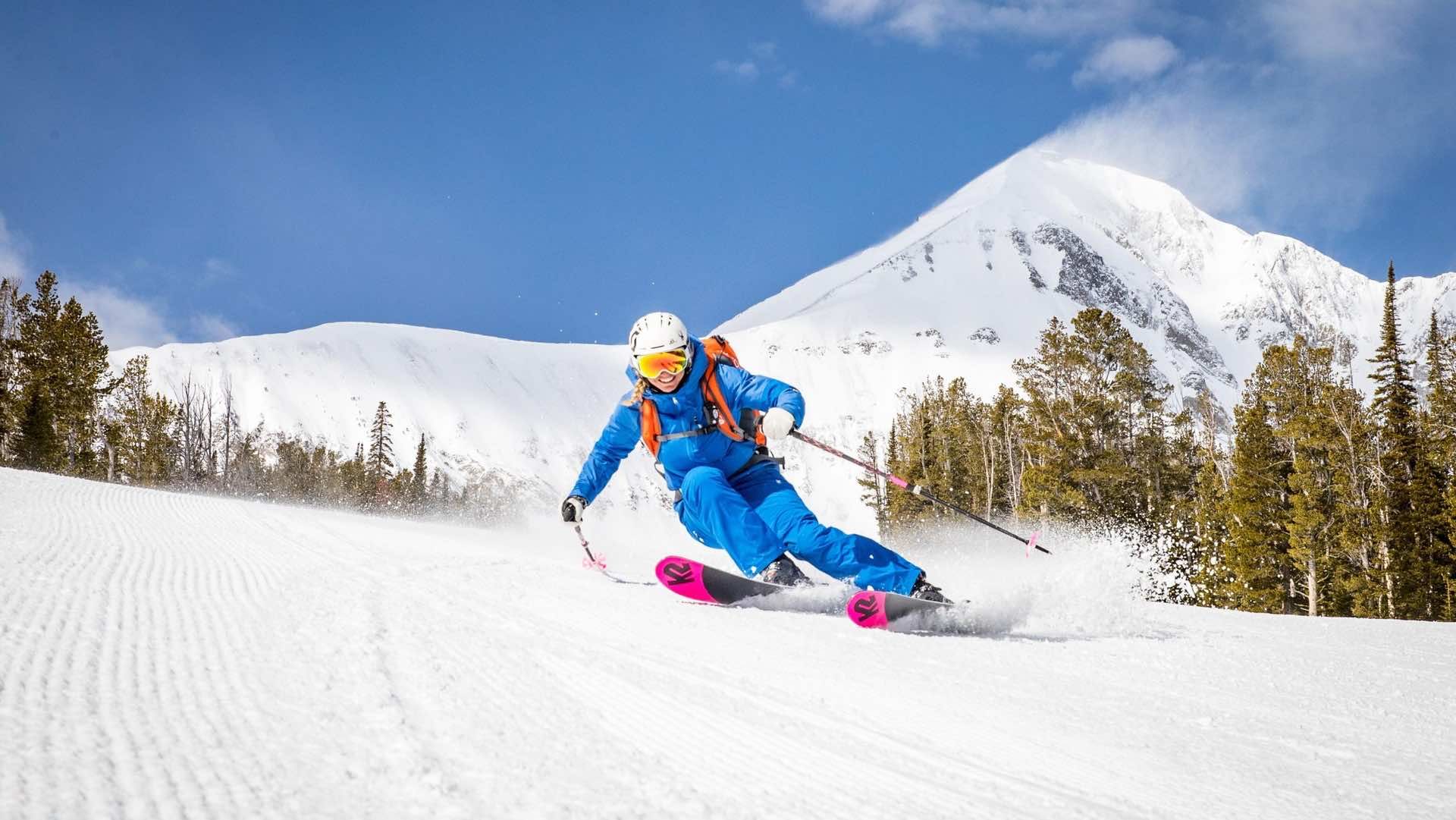 Amy Engebretson Carving down Mr. K on a bluebird day