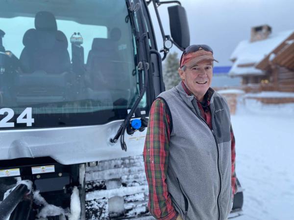 Ed Seth in front of a snowcat