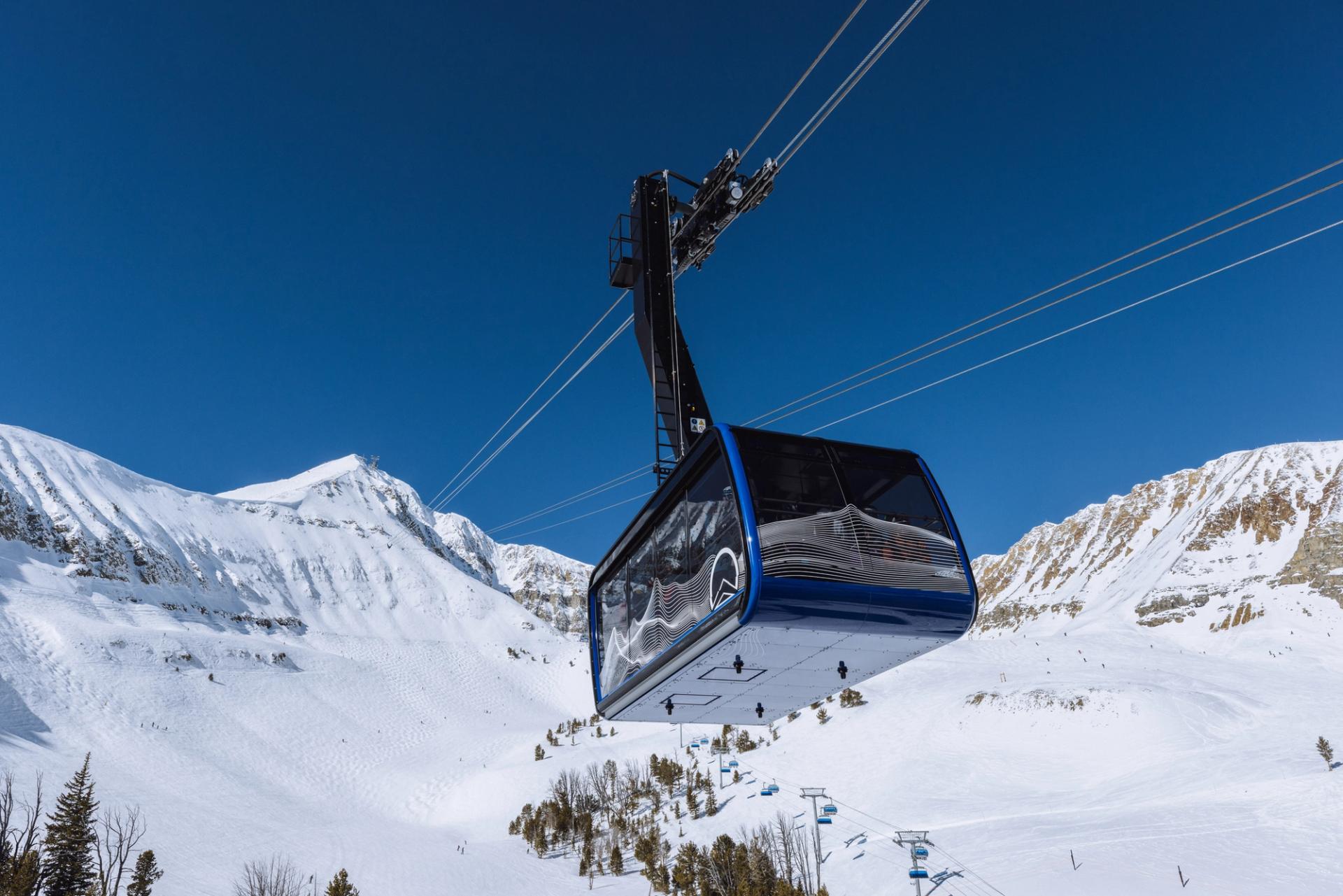 The Lone Peak Tram with Lone Mountain in the background