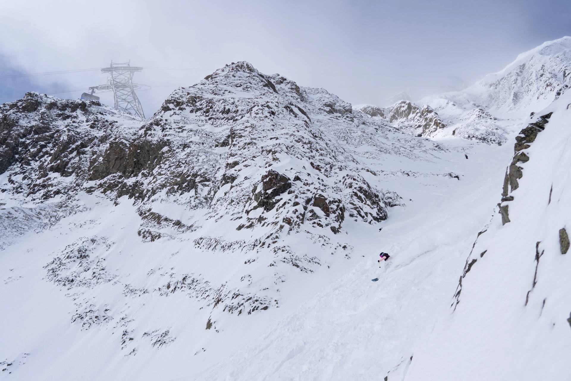 Skier in the Big Couloir