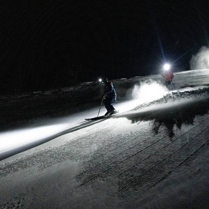 Headlamp night skiing at Big Sky Resort