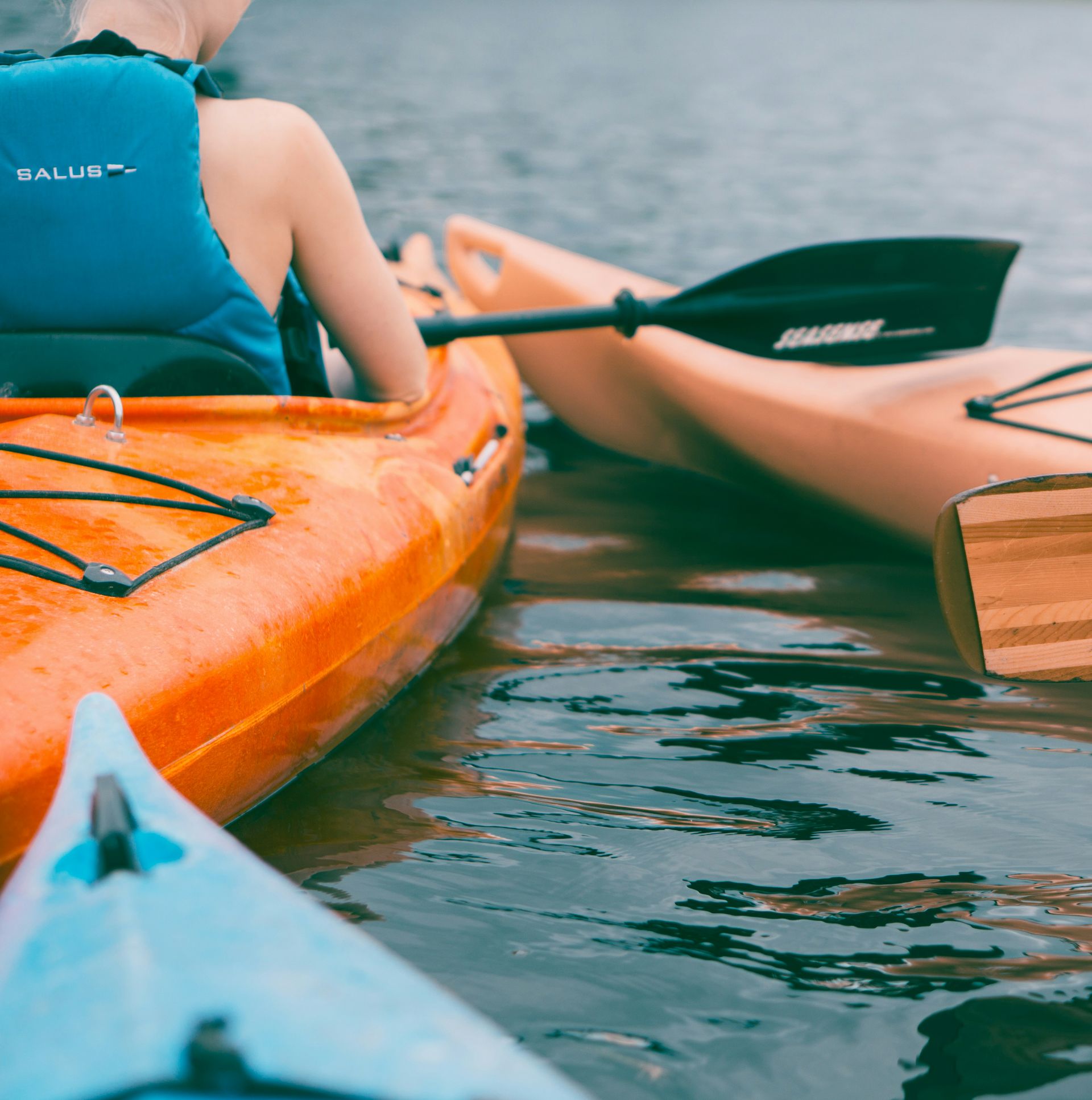 Kayaking on Lake Levinski in Big Sky