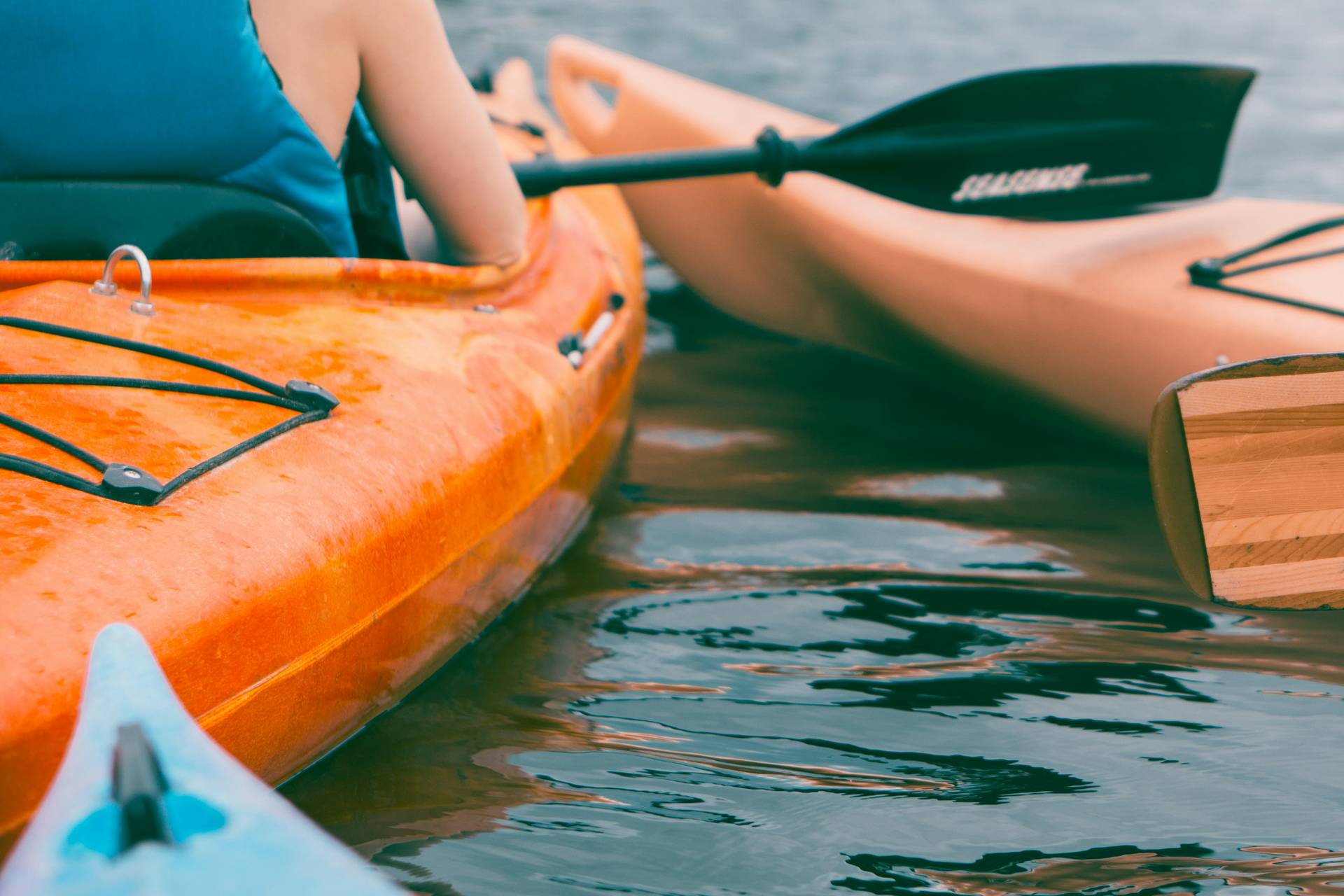 Kayaking on Lake Levinski in Big Sky