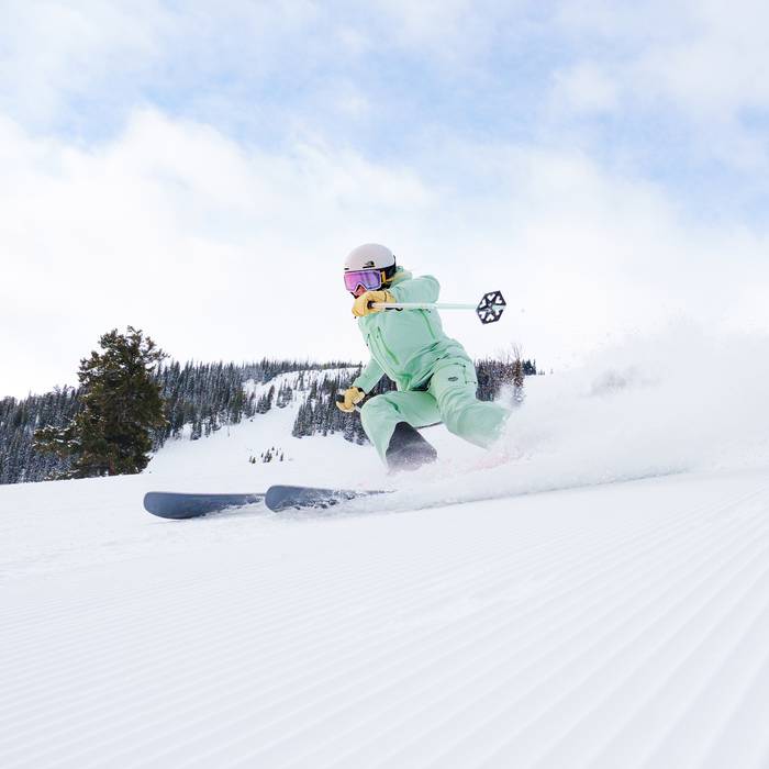 Skier on a groomed run