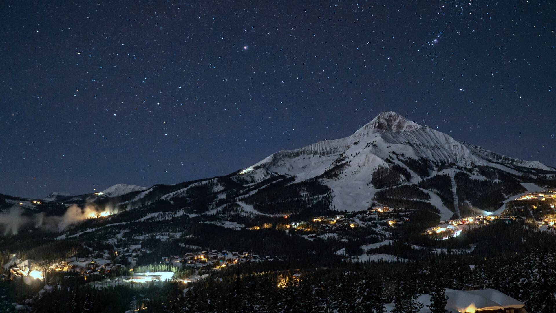 Lone Mountain at night