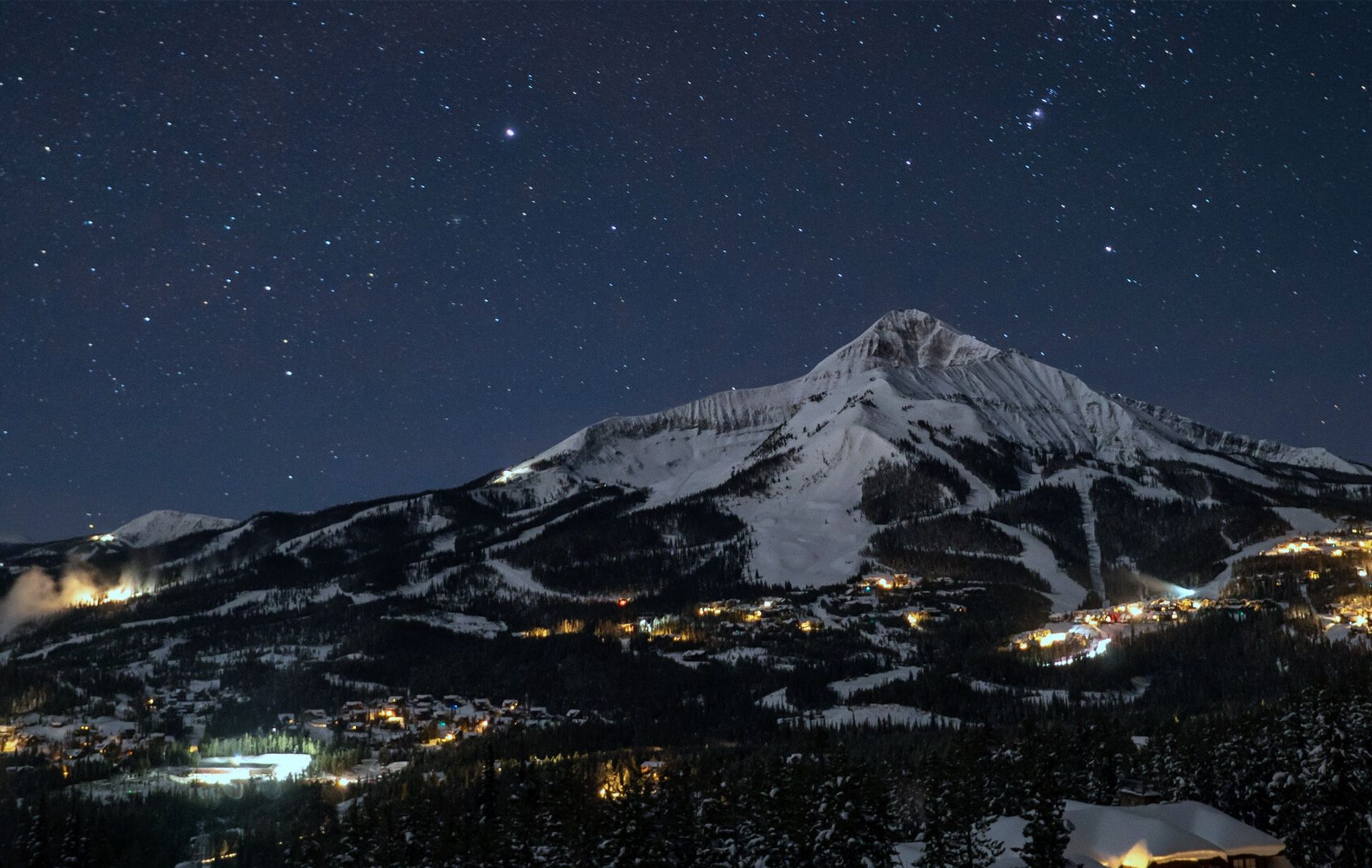 Lone Mountain at night