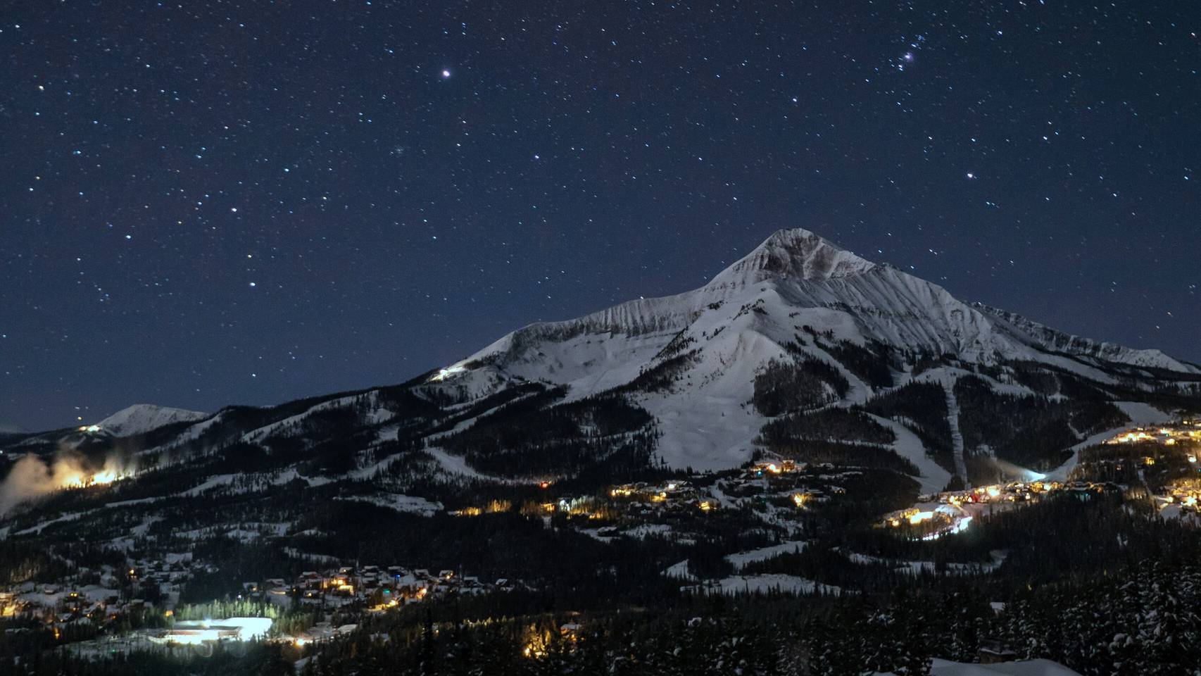 Lone Mountain at night