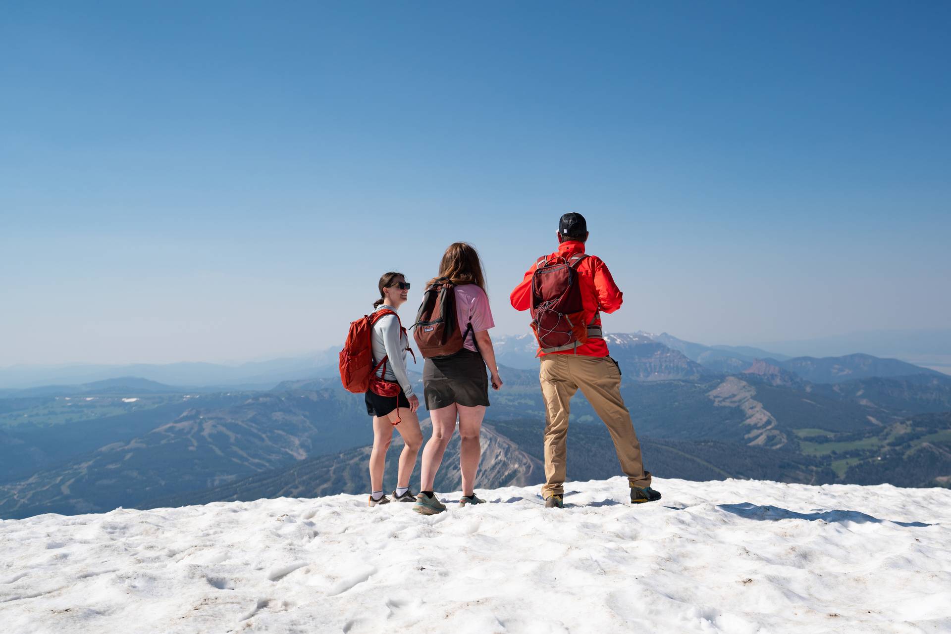 Group hiking on snow