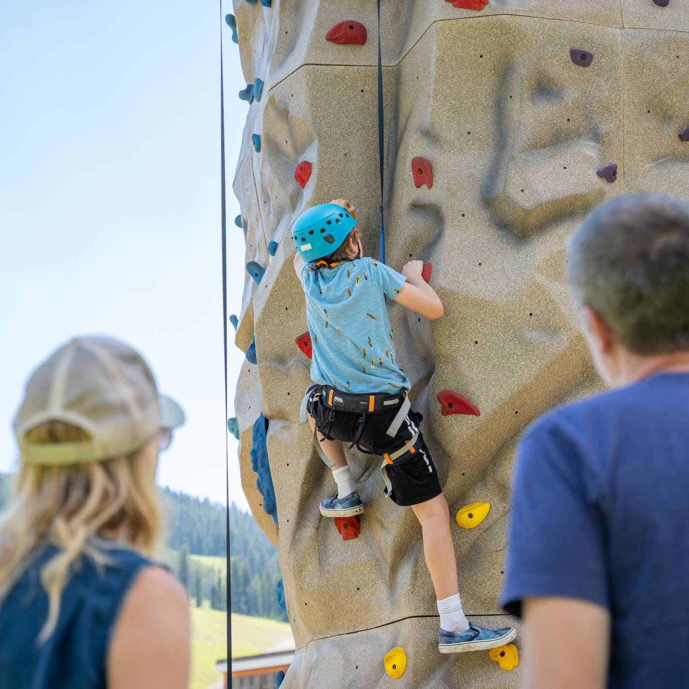 Child on a climbing wall