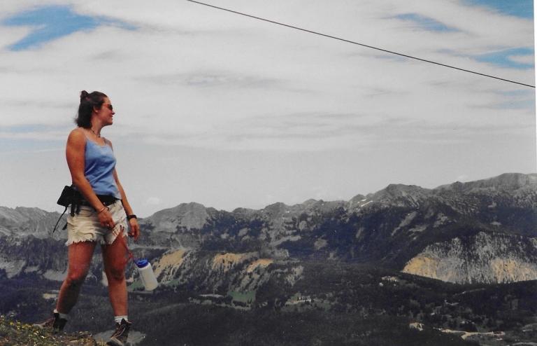 Nancy hiking in Big Sky in the summer